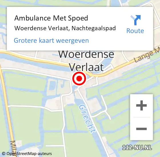 Locatie op kaart van de 112 melding: Ambulance Met Spoed Naar Woerdense Verlaat, Nachtegaalspad op 6 juni 2017 11:32