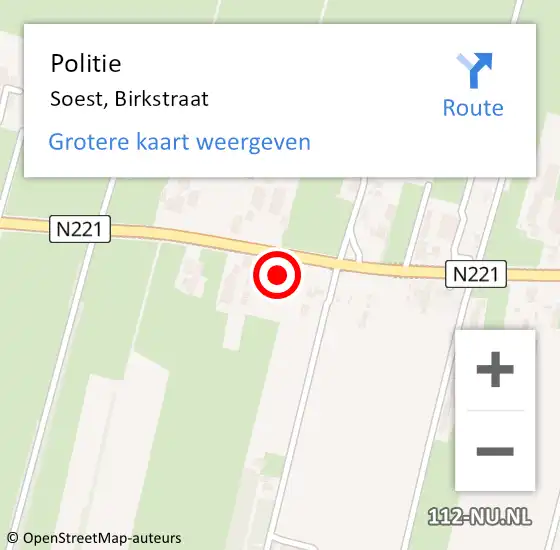 Locatie op kaart van de 112 melding: Politie Soest, Birkstraat op 6 juni 2017 11:47