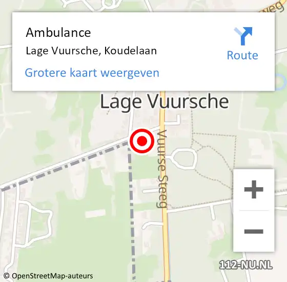 Locatie op kaart van de 112 melding: Ambulance Lage Vuursche, Koudelaan op 6 juni 2017 12:00