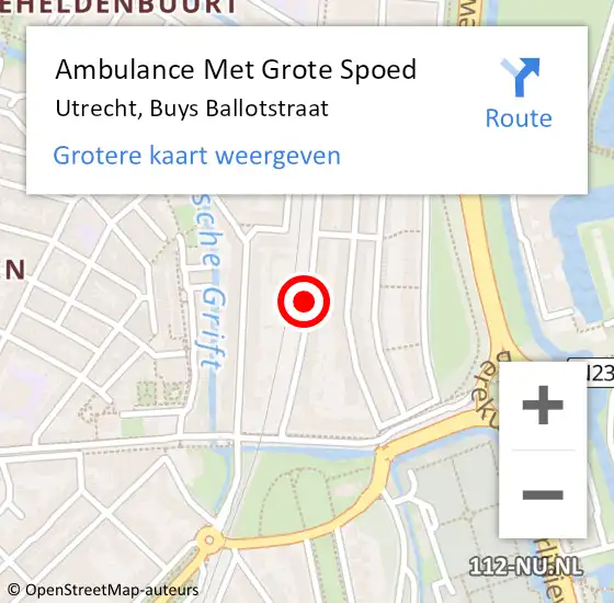 Locatie op kaart van de 112 melding: Ambulance Met Grote Spoed Naar Utrecht, Buys Ballotstraat op 6 juni 2017 12:06