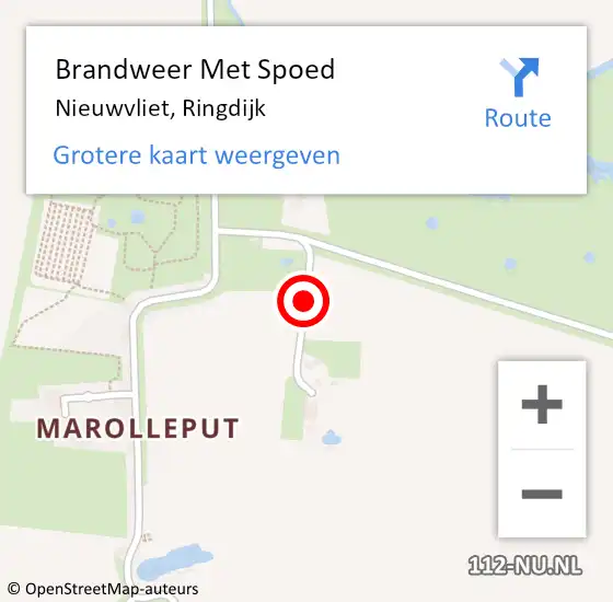 Locatie op kaart van de 112 melding: Brandweer Met Spoed Naar Nieuwvliet, Ringdijk op 6 juni 2017 12:28