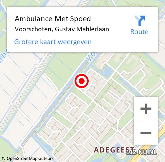 Locatie op kaart van de 112 melding: Ambulance Met Spoed Naar Voorschoten, Gustav Mahlerlaan op 6 juni 2017 13:11