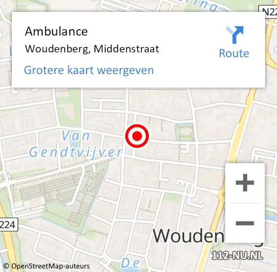 Locatie op kaart van de 112 melding: Ambulance Woudenberg, Middenstraat op 6 juni 2017 13:18