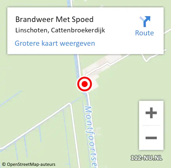 Locatie op kaart van de 112 melding: Brandweer Met Spoed Naar Linschoten, Cattenbroekerdijk op 6 juni 2017 13:35