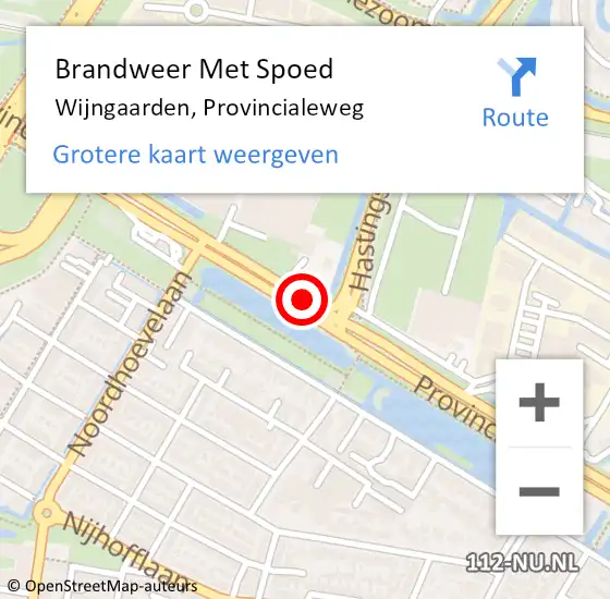 Locatie op kaart van de 112 melding: Brandweer Met Spoed Naar Wijngaarden, Provincialeweg op 6 juni 2017 13:52