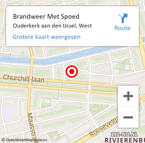 Locatie op kaart van de 112 melding: Brandweer Met Spoed Naar Ouderkerk aan den IJssel, West op 6 juni 2017 13:57