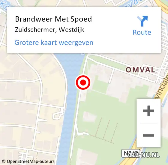 Locatie op kaart van de 112 melding: Brandweer Met Spoed Naar Zuidschermer, Westdijk op 6 juni 2017 14:06