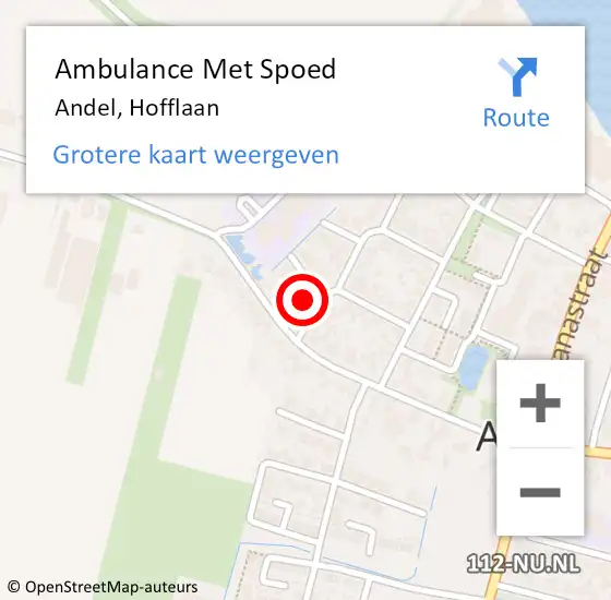 Locatie op kaart van de 112 melding: Ambulance Met Spoed Naar Andel, Hofflaan op 6 juni 2017 14:37