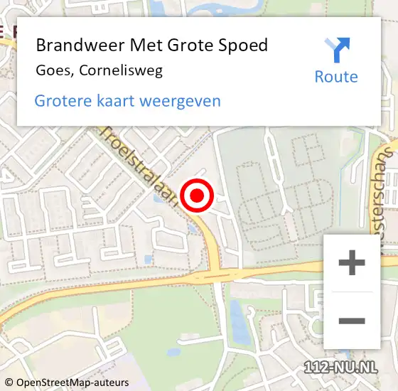 Locatie op kaart van de 112 melding: Brandweer Met Grote Spoed Naar Goes, Cornelisweg op 6 juni 2017 14:37