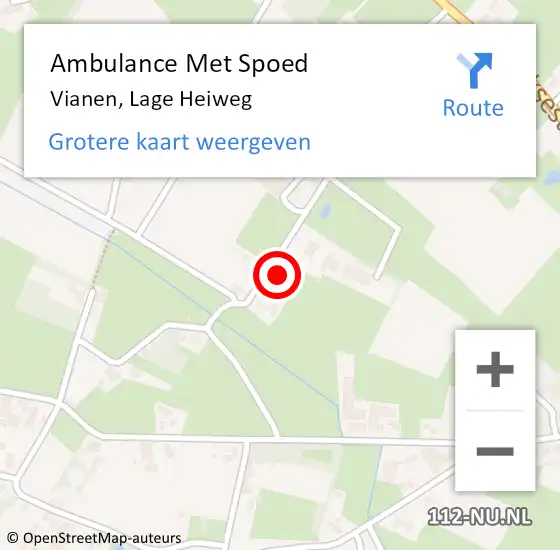 Locatie op kaart van de 112 melding: Ambulance Met Spoed Naar Vianen, Lage Heiweg op 6 juni 2017 15:55