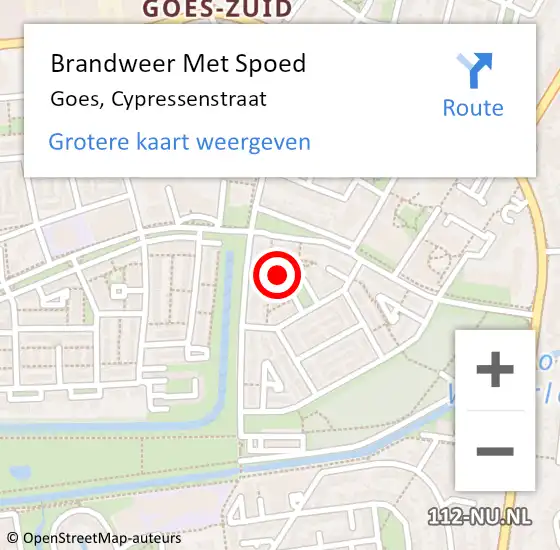 Locatie op kaart van de 112 melding: Brandweer Met Spoed Naar Goes, Cypressenstraat op 6 juni 2017 15:59