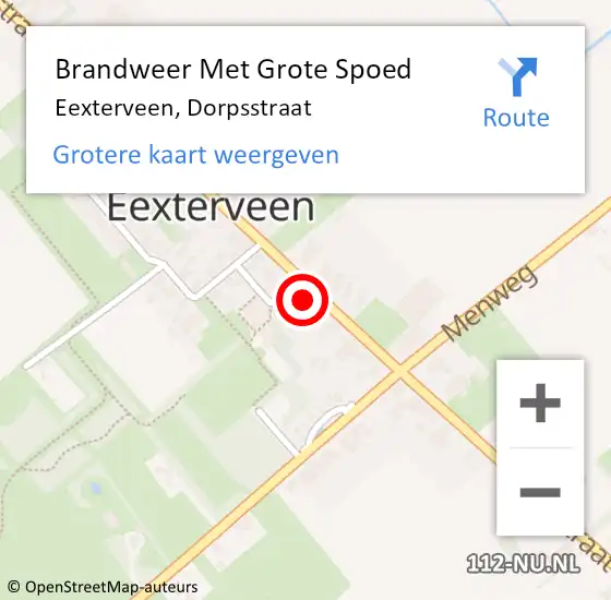 Locatie op kaart van de 112 melding: Brandweer Met Grote Spoed Naar Eexterveen, Dorpsstraat op 6 juni 2017 16:22