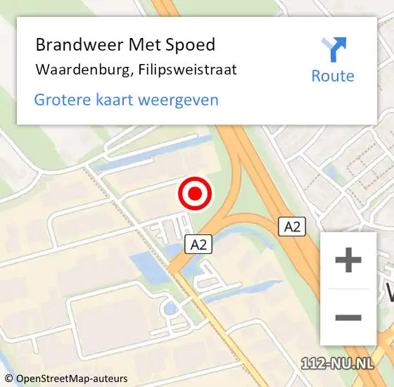 Locatie op kaart van de 112 melding: Brandweer Met Spoed Naar Waardenburg, Filipsweistraat op 6 juni 2017 16:26