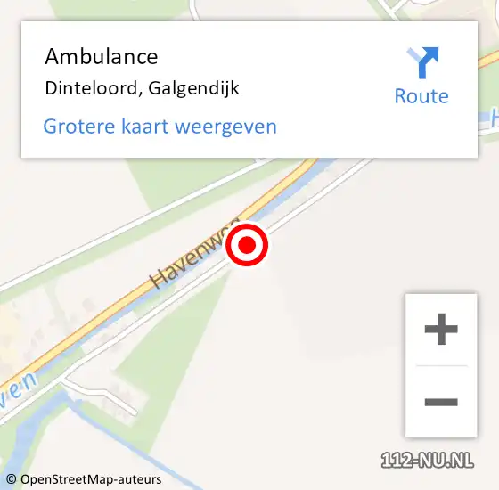 Locatie op kaart van de 112 melding: Ambulance Dinteloord, Galgendijk op 6 juni 2017 16:34