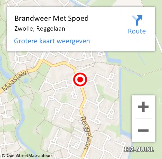 Locatie op kaart van de 112 melding: Brandweer Met Spoed Naar Zwolle, Reggelaan op 6 juni 2017 17:03