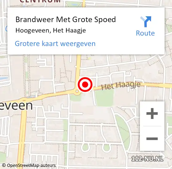 Locatie op kaart van de 112 melding: Brandweer Met Grote Spoed Naar Hoogeveen, Het Haagje op 6 juni 2017 17:07