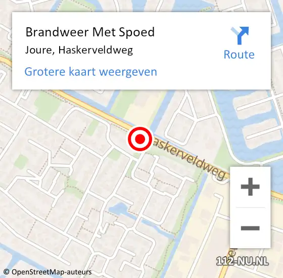 Locatie op kaart van de 112 melding: Brandweer Met Spoed Naar Joure, Haskerveldweg op 6 juni 2017 17:35