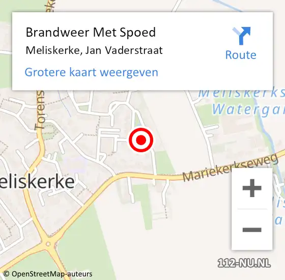 Locatie op kaart van de 112 melding: Brandweer Met Spoed Naar Meliskerke, Jan Vaderstraat op 6 juni 2017 17:40