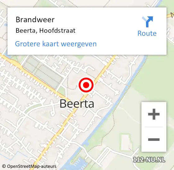 Locatie op kaart van de 112 melding: Brandweer Beerta, Hoofdstraat op 6 juni 2017 17:47