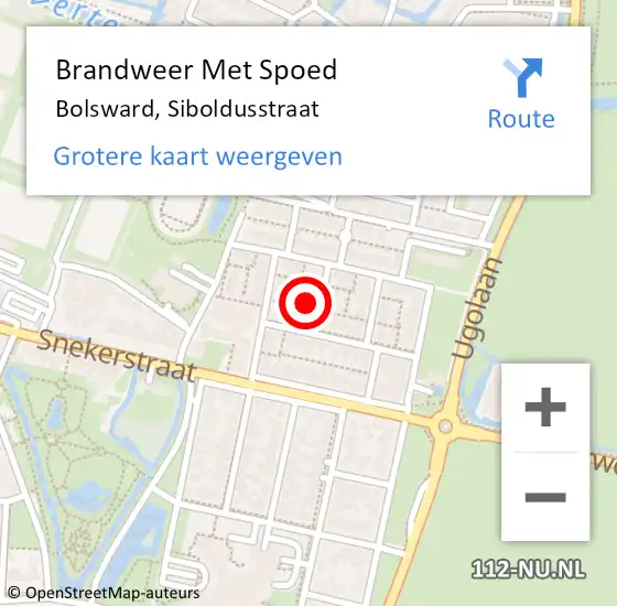 Locatie op kaart van de 112 melding: Brandweer Met Spoed Naar Bolsward, Siboldusstraat op 6 juni 2017 17:52