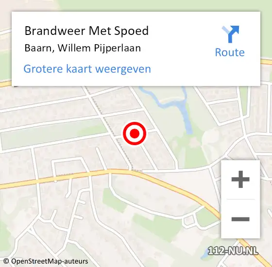 Locatie op kaart van de 112 melding: Brandweer Met Spoed Naar Baarn, Willem Pijperlaan op 6 juni 2017 18:06