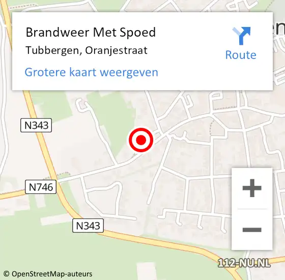 Locatie op kaart van de 112 melding: Brandweer Met Spoed Naar Tubbergen, Oranjestraat op 6 juni 2017 18:48