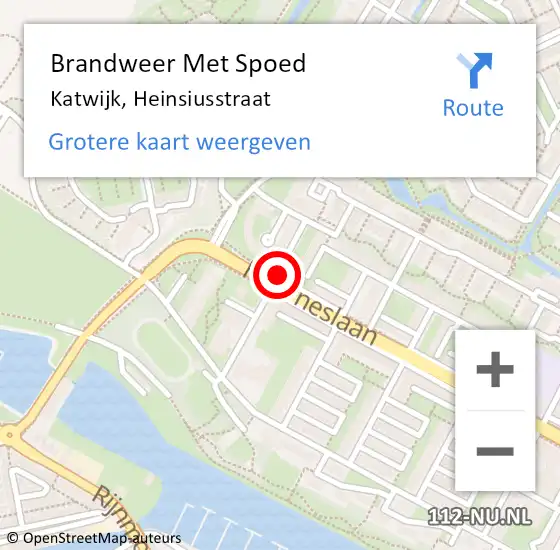 Locatie op kaart van de 112 melding: Brandweer Met Spoed Naar Katwijk, Heinsiusstraat op 6 juni 2017 18:59