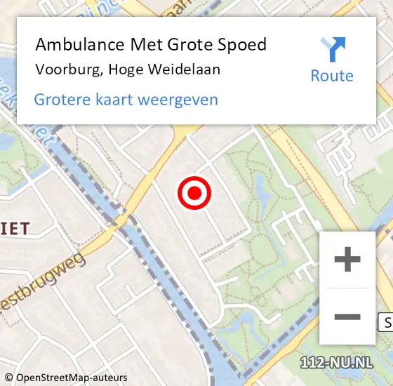 Locatie op kaart van de 112 melding: Ambulance Met Grote Spoed Naar Voorburg, Hoge Weidelaan op 6 juni 2017 19:05