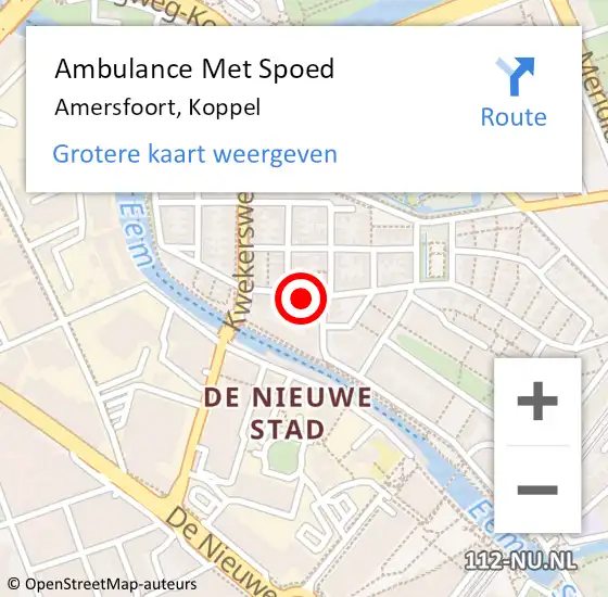 Locatie op kaart van de 112 melding: Ambulance Met Spoed Naar Amersfoort, Koppel op 6 juni 2017 19:22