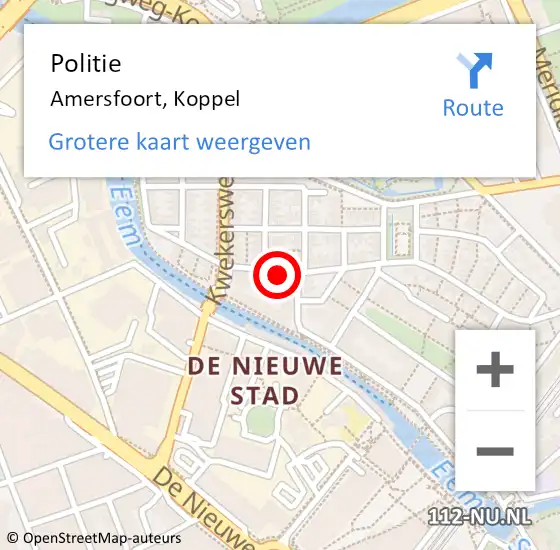 Locatie op kaart van de 112 melding: Politie Amersfoort, Koppel op 6 juni 2017 19:23