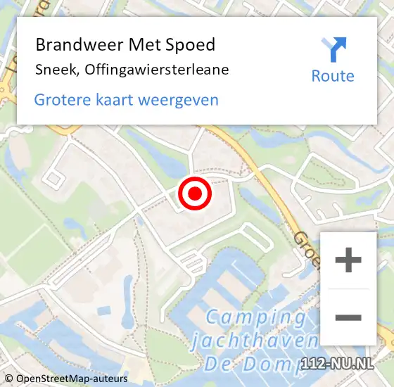 Locatie op kaart van de 112 melding: Brandweer Met Spoed Naar Sneek, Offingawiersterleane op 6 juni 2017 19:30