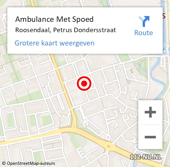 Locatie op kaart van de 112 melding: Ambulance Met Spoed Naar Roosendaal, Petrus Dondersstraat op 6 juni 2017 19:35