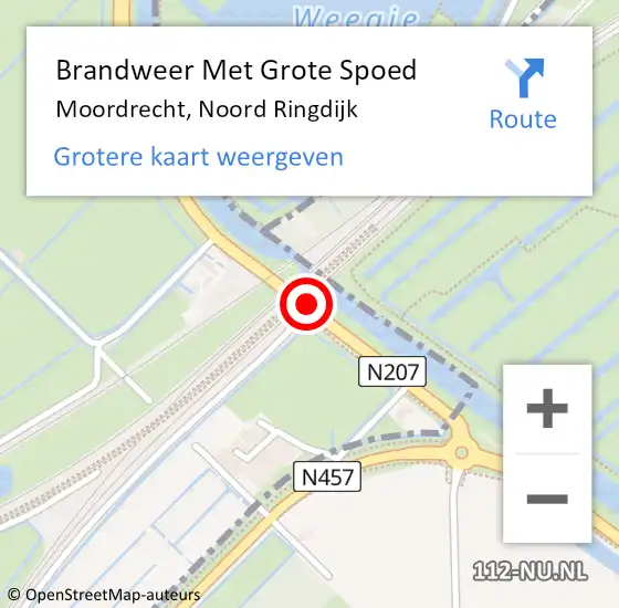 Locatie op kaart van de 112 melding: Brandweer Met Grote Spoed Naar Moordrecht, Noord Ringdijk op 6 juni 2017 19:48