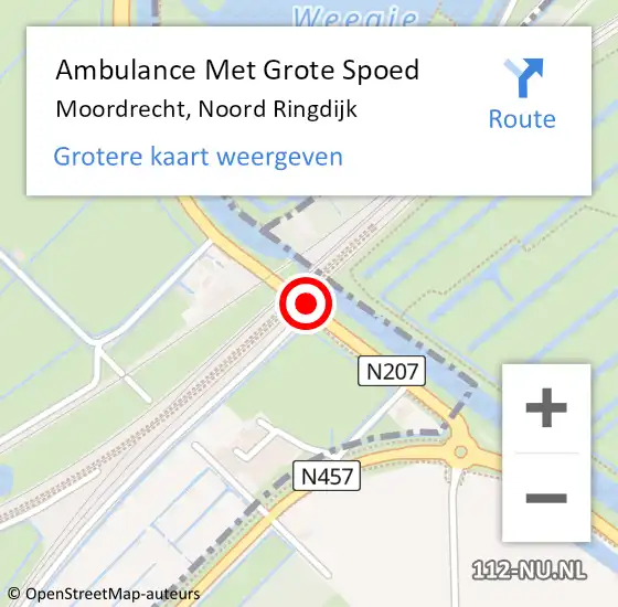 Locatie op kaart van de 112 melding: Ambulance Met Grote Spoed Naar Moordrecht, Noord Ringdijk op 6 juni 2017 19:53