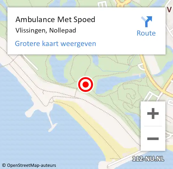 Locatie op kaart van de 112 melding: Ambulance Met Spoed Naar Vlissingen, Nollepad op 6 juni 2017 20:49