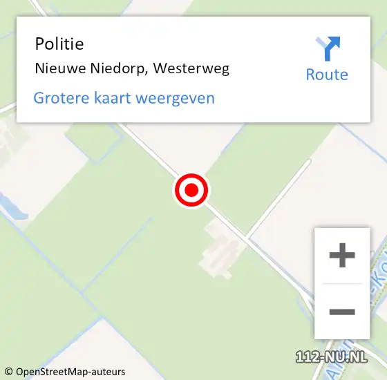 Locatie op kaart van de 112 melding: Politie Nieuwe Niedorp, Westerweg op 6 juni 2017 21:34