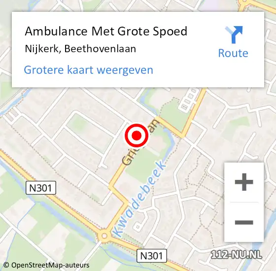 Locatie op kaart van de 112 melding: Ambulance Met Grote Spoed Naar Nijkerk, Beethovenlaan op 6 juni 2017 21:55