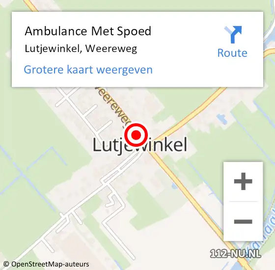 Locatie op kaart van de 112 melding: Ambulance Met Spoed Naar Lutjewinkel, Weereweg op 6 juni 2017 22:27