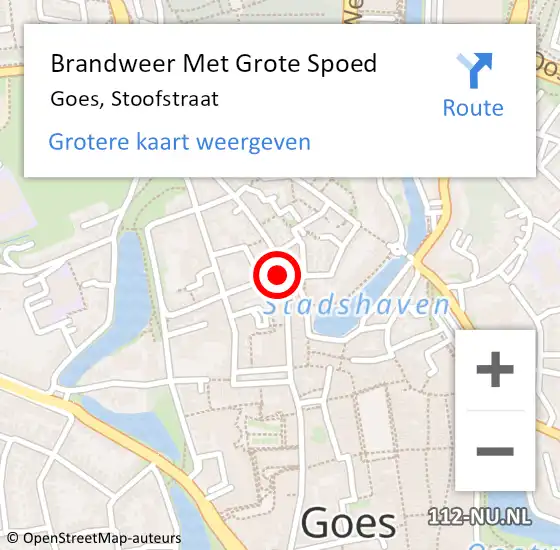 Locatie op kaart van de 112 melding: Brandweer Met Grote Spoed Naar Goes, Stoofstraat op 7 juni 2017 00:35