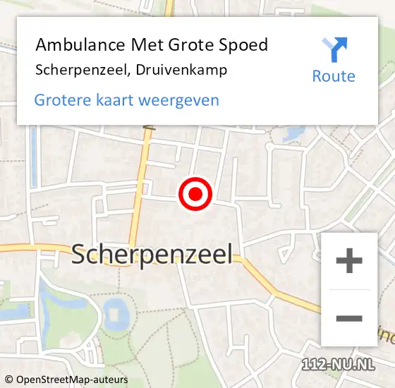 Locatie op kaart van de 112 melding: Ambulance Met Grote Spoed Naar Scherpenzeel, Druivenkamp op 7 juni 2017 03:17
