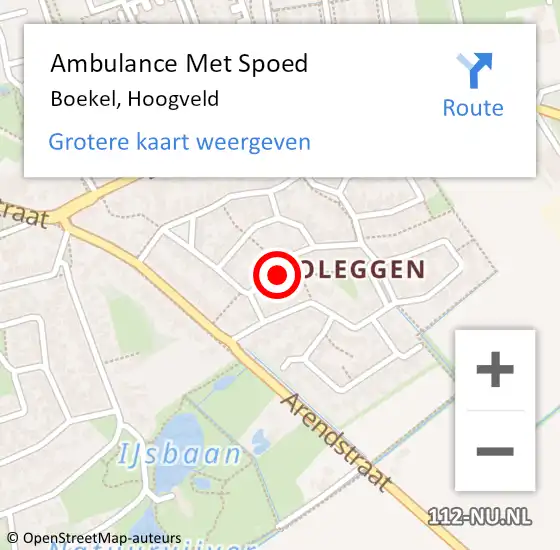 Locatie op kaart van de 112 melding: Ambulance Met Spoed Naar Boekel, Hoogveld op 7 juni 2017 04:05