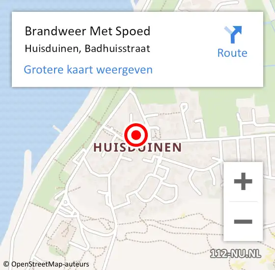 Locatie op kaart van de 112 melding: Brandweer Met Spoed Naar Huisduinen, Badhuisstraat op 7 juni 2017 06:49