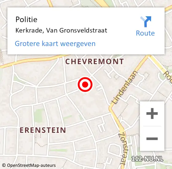 Locatie op kaart van de 112 melding: Politie Kerkrade, Van Gronsveldstraat op 7 juni 2017 07:25