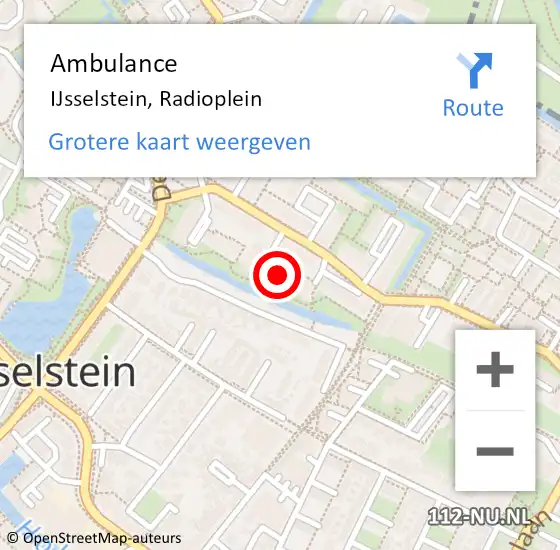 Locatie op kaart van de 112 melding: Ambulance IJsselstein, Radioplein op 7 juni 2017 07:34