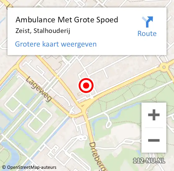 Locatie op kaart van de 112 melding: Ambulance Met Grote Spoed Naar Zeist, Stalhouderij op 7 juni 2017 07:37