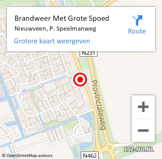 Locatie op kaart van de 112 melding: Brandweer Met Grote Spoed Naar Nieuwveen, P. Speelmanweg op 7 juni 2017 08:38