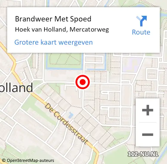Locatie op kaart van de 112 melding: Brandweer Met Spoed Naar Hoek van Holland, Mercatorweg op 7 juni 2017 08:49
