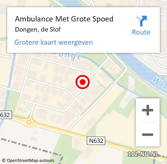 Locatie op kaart van de 112 melding: Ambulance Met Grote Spoed Naar Dongen, de Slof op 7 juni 2017 09:29