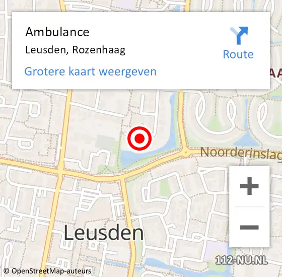 Locatie op kaart van de 112 melding: Ambulance Leusden, Rozenhaag op 7 juni 2017 09:47