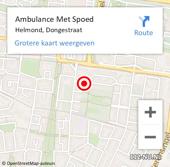 Locatie op kaart van de 112 melding: Ambulance Met Spoed Naar Helmond, Dongestraat op 7 juni 2017 09:51